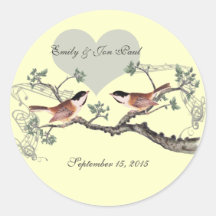 Chickadee Vintage Love Birds Wedding Stickers