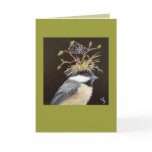 chickadee with web hat card