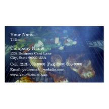 Chicken and vegetables on grill business card