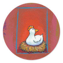 Chicken art hen laying eggs fun colourful painting