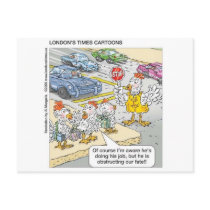 Chicken Barriers Funny Cartoon Gifts & Tees Postcard