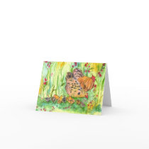 Chicken Bird Family Watercolor Blank Note Card