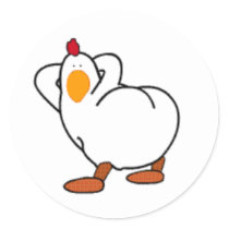 Chicken butt round sticker