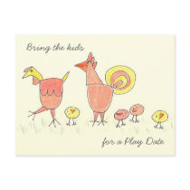 Chicken Family Play Date Postcard Invitation
