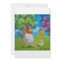 Chicken hen cute folk art illustration announcement