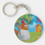 Chicken hen cute folk art illustration key chain