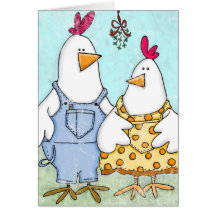 Chicken Mistletoe Card
