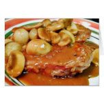Chicken Mushrooms Sauces Greeting Card