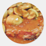 Chicken Mushrooms Sauces Round Stickers
