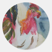 Chicken Walking Round Sticker