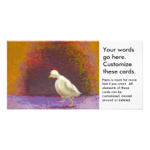 Chicken walking thinking fun unique colourful art photo card