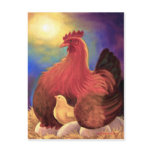Chicken with Chick Farm Art - Multi Postcard