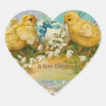 CHICKENS,FLOWERS ,EASTER EGG IN GOLD BLUE SPARKLES HEART STICKERS
