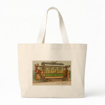 Chickens on Trolley Car Vintage Easter Tote Bags