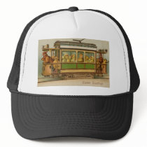 Chickens on Trolley Car Vintage Easter Mesh Hats