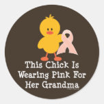 ChickPinkRibbonForGrandma Stickers