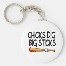 Chicks Dig Big Sticks (Baseball) Key Chain