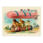 Chicks in Pink Blimp Vintage Easter postcards