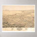 Chico, CA. Panoramic Map 1871 (0272A) Posters