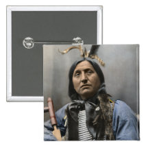 Chief Left Hand Bear Ogala Sioux Vintage Pinback Button