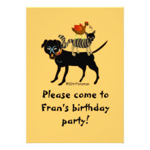 Chien, chat, poulet, invitation d'art de ver
