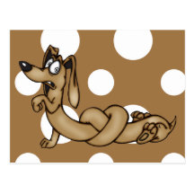 Chien de bande dessinée de teckel attaché dans les cartes postales