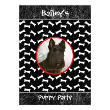Chien de partie de chiot recueillant la photo fait invitation personnalisable