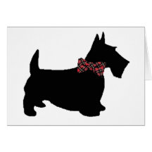 Chien de Scottie dans la cravate d'arc de plaid Cartes