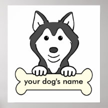 Chien de traîneau sibérien personnalisé affiches