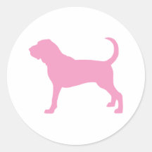 Chien rose de limier adhésifs ronds