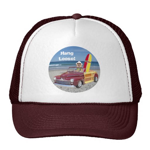 Chien sur la plage casquette de camionneur
