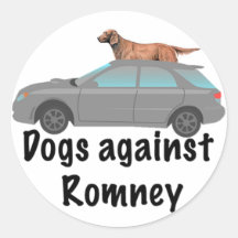 Chiens contre Romney Autocollant Rond