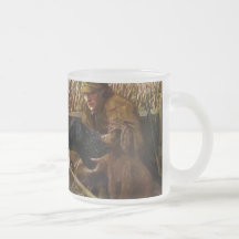 Chiens d'arrêt et tasse peints par cru en verre de
