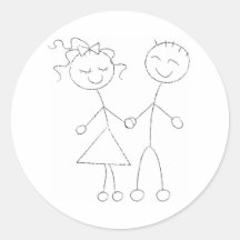 Chiffre garçon et fille de bâton adhésif rond
