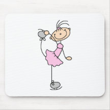Chiffre rose patineur de bâton de fille de glace tapis de souris