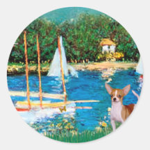 Chihuahua 4 - Sailboats Round Stickers