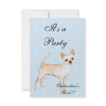 Chihuahua ~ Blue w/ White Diamonds Design Personalized Announcement