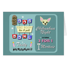 Chihuahua Bowling Tiki Night Cards