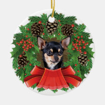 Chihuahua Christmas Holiday Wreath Ornaments