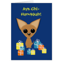 Chihuahua Hanukkah Presents Margarita Humour Greeting Cards