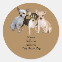 Chihuahua Happy Trio Address Label Sticker