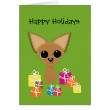 Chihuahua Holiday Presents Margarita Humour Greeting Card