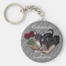Chihuahua Roses Keychain