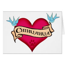 Chihuahua Tattoo Heart Card