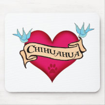 Chihuahua Tattoo Heart Mousepads