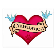 Chihuahua Tattoo Heart Postcards