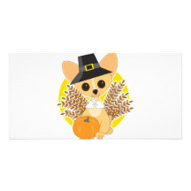 Chihuahua Thanksgiving Customized Photo Card