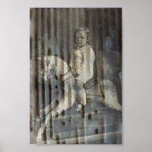 Child and Rocking Horse Encaustic Digital Art Posters