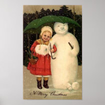 Child and Snowman Christmas Card