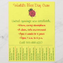 Child care flyer / day care flyer w/ tear-off info